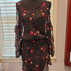 Express Black and White Long Sleeve Bell Sundress